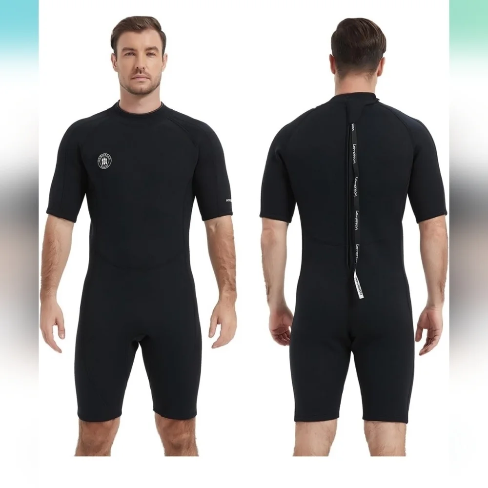 Men's Black Short Sleeve Wetsuit REALON Brand Size Medium